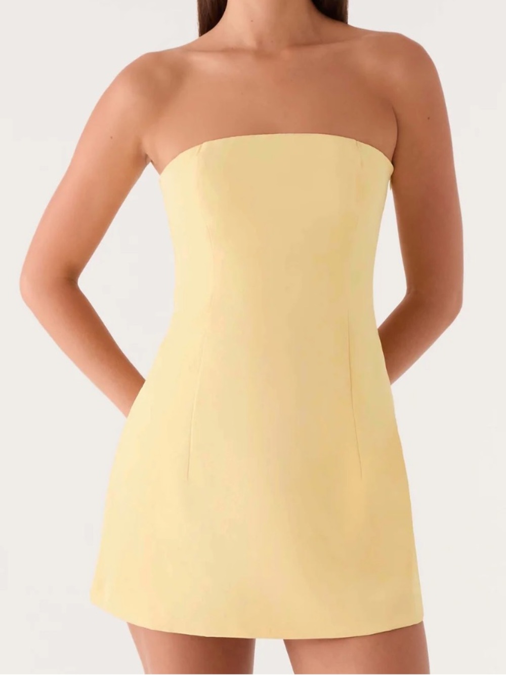Peppermayo Sorority Ayanna Strapless Pastel Butter Yellow Mini Dress NWT